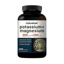 Naturebell Potasu Magnezu Electrolyte Proszek Kapsułki 124; 200mg Potasu + 200mg Cytrynian magnezu 124; Mięśnie, Serce i Hydration Wsparcie 124; Keto & Carnivore Przyjazny 124; Brak cukru, Nie-GMO