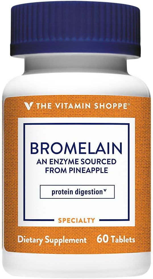 Witamina Shoppe Bromelain 500MG & 2000 GDU, Wspiera trawienie i wchłanianie białka, Enzym zabarwiony z ananasów (60 kapsułek)