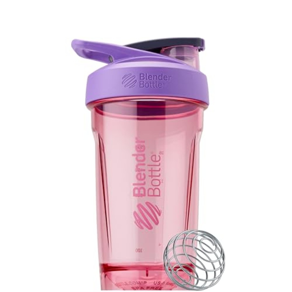 BlenderBottle Sport Shaker Butelka z drutu Whisk, 24- unce, Purpurowy - Shakes protein & Hydration dla sportowców i Entuzjastów Fitness, Easy Mixing, Trwałe i Lekkie, Lockable Lid