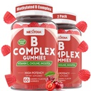 Witamina B Gummeje złożone, Wegańskie Gummeje witaminy B z 2000 mcg metyl B12, Metyl Folate 124; Plus Cholina + Inozytol, Witamina C + Cynk do wspomagania energii, nastroje, immunologiczne, zdrowe włosy, skóra - 120 Ct