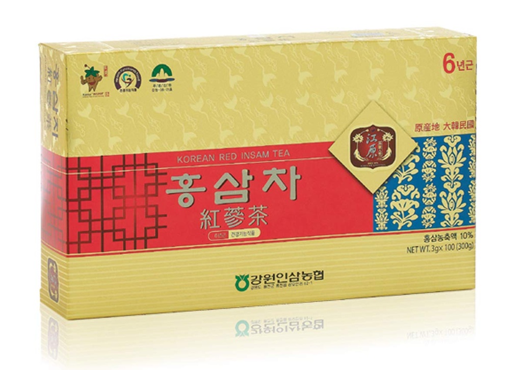 [Gangwoninsam] Korean Red Ginseng Tea (3g x 100 pakietów) - 6 Year Old Koreański Red Ginseng, Korean Health Food, Indywidualnie pakowane (100)