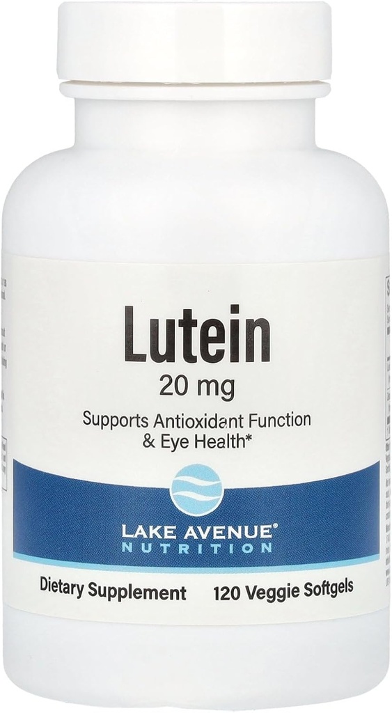 Jezioro Avenue Lutein - z Lutein & Zeaksantyna z Marigold Extract - Wsparcie aktywności przeciwutleniającej i zdrowia oczu - Wegetariański Przyjazny, Nie-GMO - 20 mg - 120 Veggie Softgels