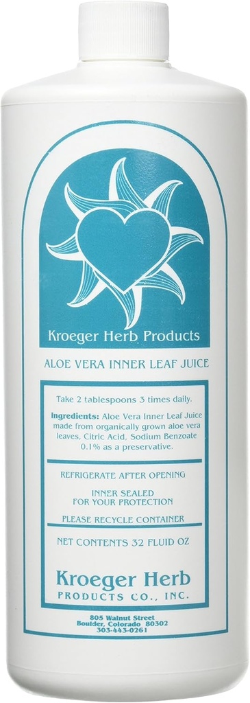 Kroeger Herb Aloe Vera Gel, Wewnętrzny Liść, 32 Ounce