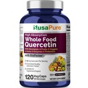 NusaPure Quercetin z Bromelainem 500 mg XI124; 120 Veggie Caps XI124; 43 Fruit Veggie Grain Herbs Enzym Probiotyczny Mieszanka XI124; Non-GMO, Vegan, Bioperine