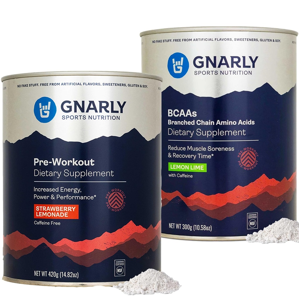 Gnally Nutrition Gnally Prevention Truskawka Lemoniada Kofeina Free (14.82oz) BCAAs Lemon Lime (10.58oz)
