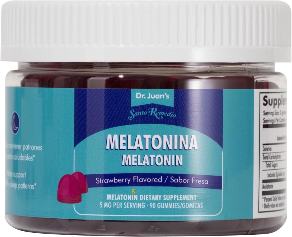 Santo Remedio Gummies Melatonina, Pomaga Induce Sleep, 5 mg na serwowanie, 90 Gummies / 45 Służenia