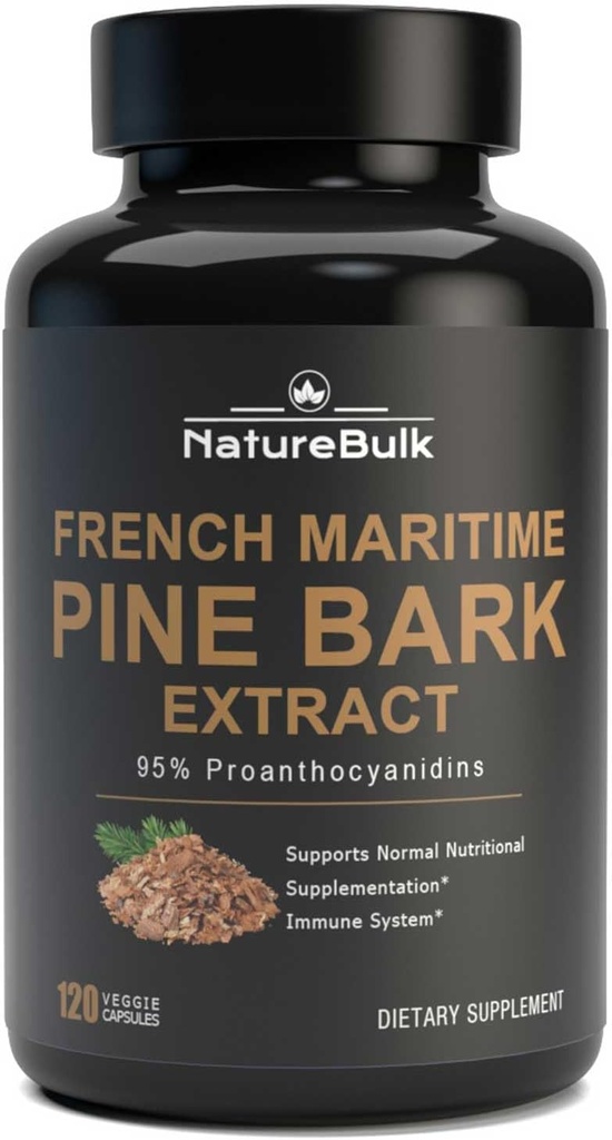 French Maritime Pine Bark Extract 400 mg, 95% Proantocyanidyny - standardowy 30X Extract, 120 Vegan kapsułki