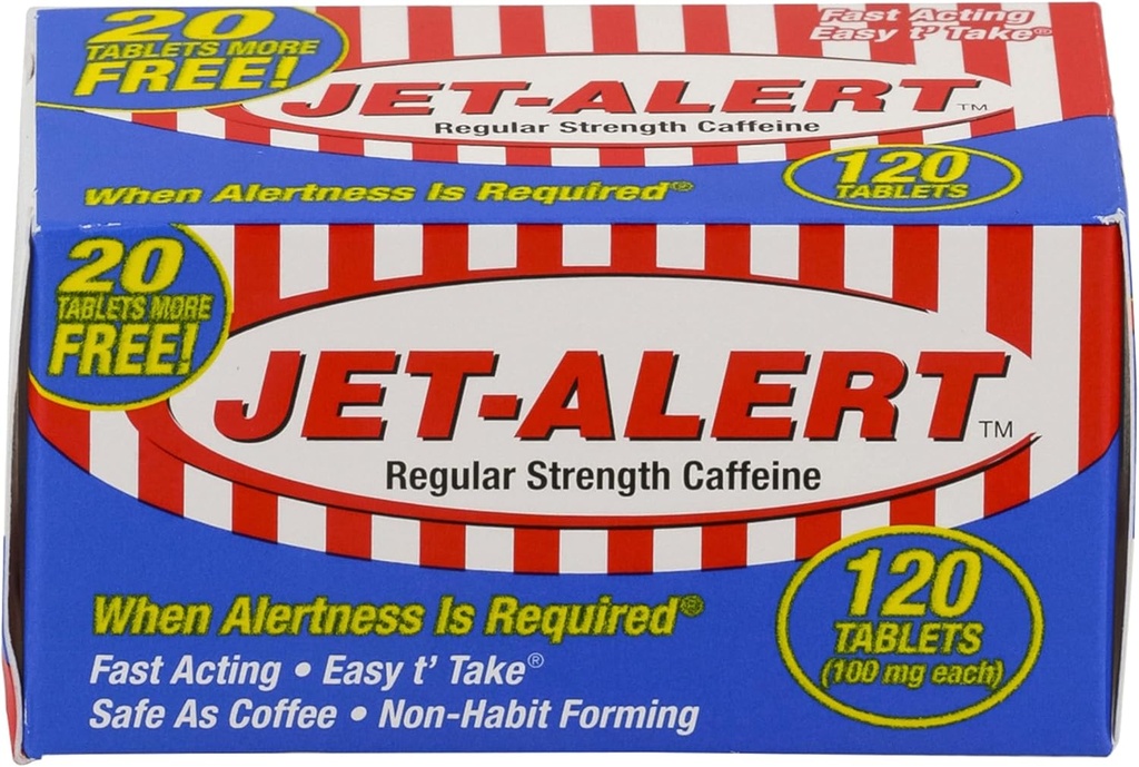 Jet- Alert 100 Mg Każda karta kofeiny 120 Pakiety wartości liczbowych (2)