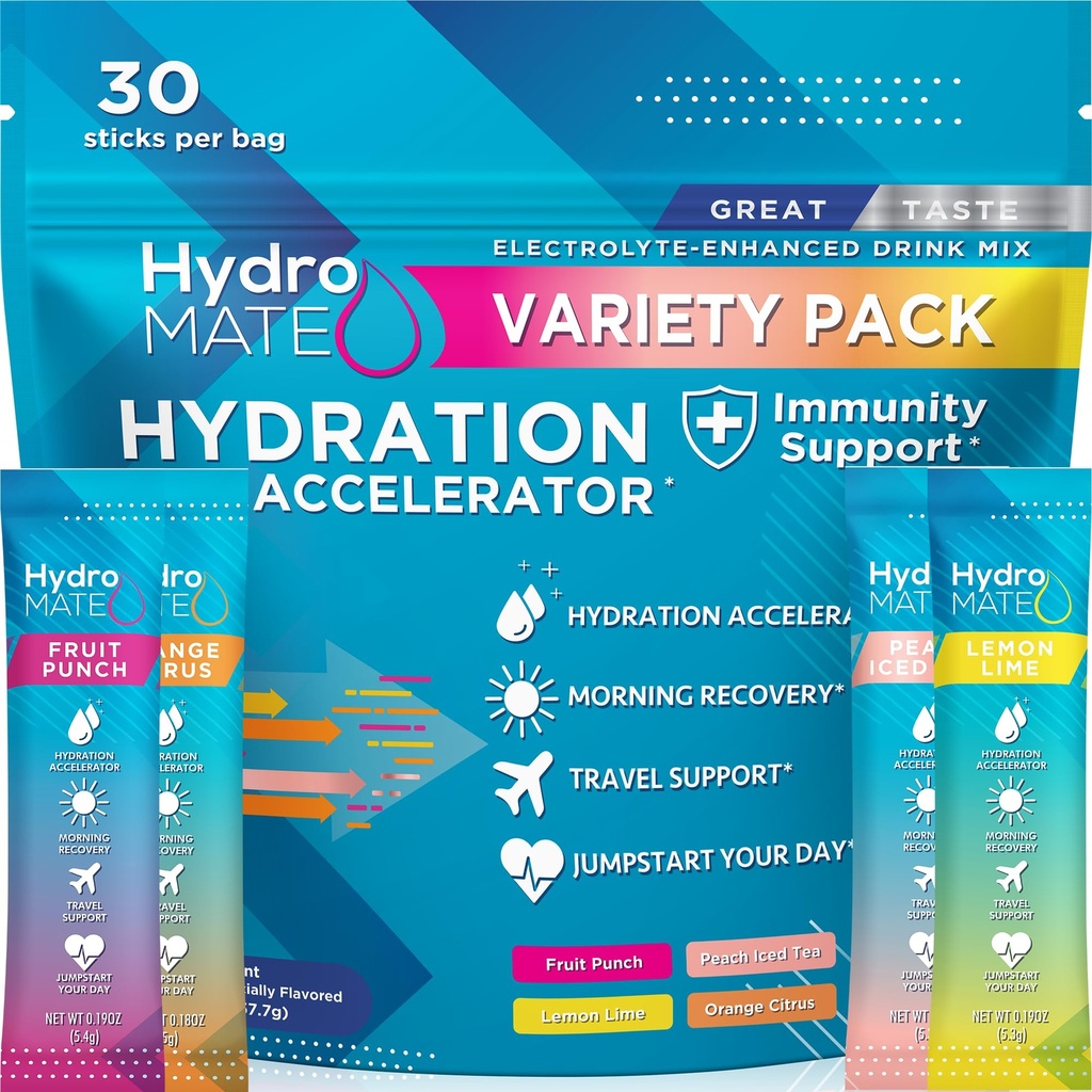 HydroMATE Electrolyte Proszek Odmiana Pakiet Hydration Pakiety Niski cukier 30 Liczba