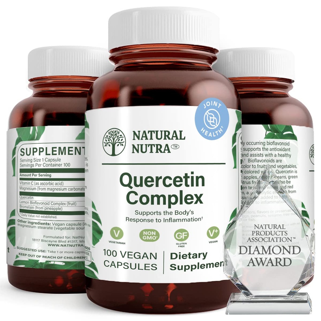 Naturalny kompleks Nutra Quercetin z bromelainą i witaminą C Citrus Bioflavonoid Supplement, Ciało do zmian sezonowych & Zaczerwienienie ciała, Promotes Liver Health, 100 Kapsułki wegańskie i wegetariańskie