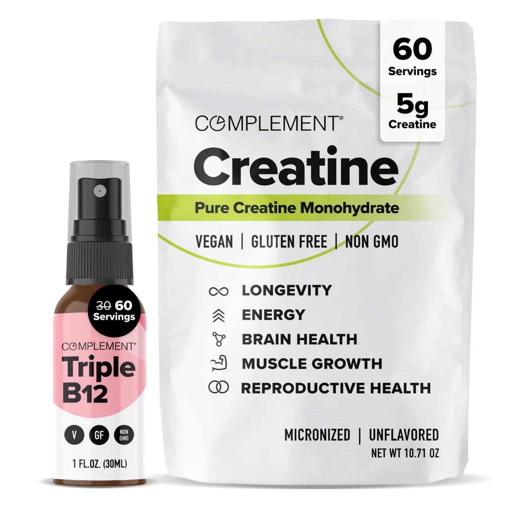Complement Triple B12 Spray & Creapine Bundle - Wegan B12 Supplementation and Muscle Performance Support