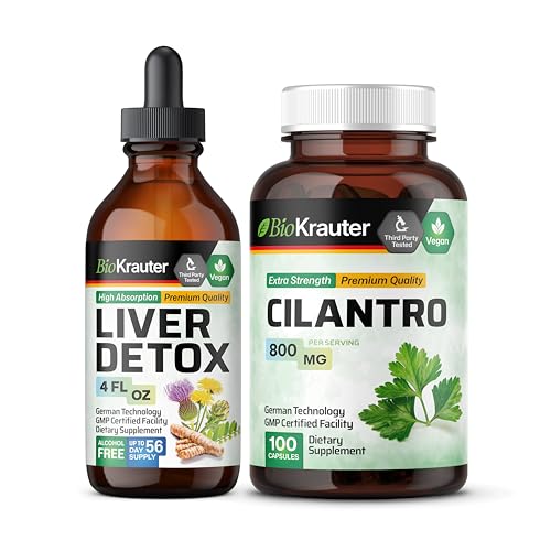 BIO KRAUTER Detox wątroby nalewka 4 Fl. Oz. & Cilantro 100 kapsułki