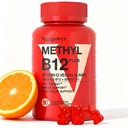 Wegańska witamina D3 & B12 Gumiaki, Suplement metylu B12 dla dorosłych i dzieci, Wzmocniona witaminą D 3 dla energii naturalnej, Immune, Metabolizm i Focus, Pomarańcza, 90 Gumiaki