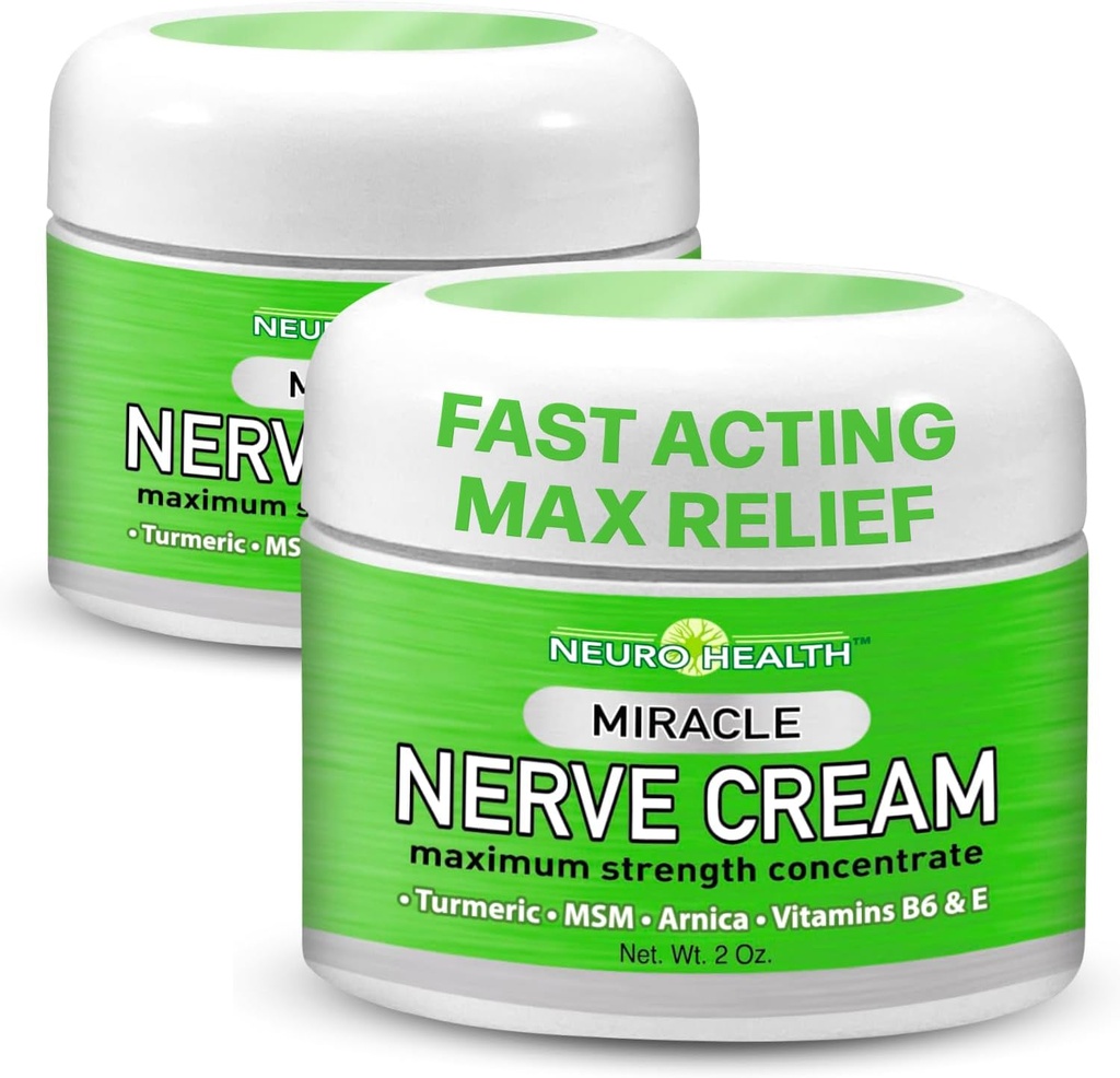 Cud Nerve Cream - Maksymalna wytrzymałość - Turmeric i Arnica Mieszanka dla Neuropathy Discomfort Relief - Soothing Foot & Hand Formula z MSM, B6, E - Made in USA - 2 Pack