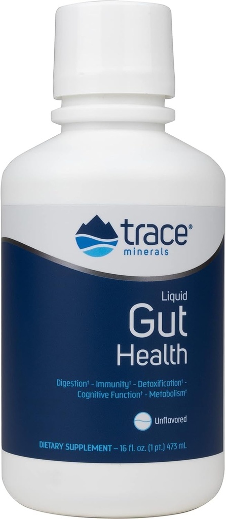 Trace Minerals Gut Health - Wsparcie dla Gut Lining, Zdrowa trawienie, Funkcja układu immunologicznego - Digestive Health Supplement with Humic & Fulvic Acid - Unflavored, 16 fl oz (O 94 Sługi)