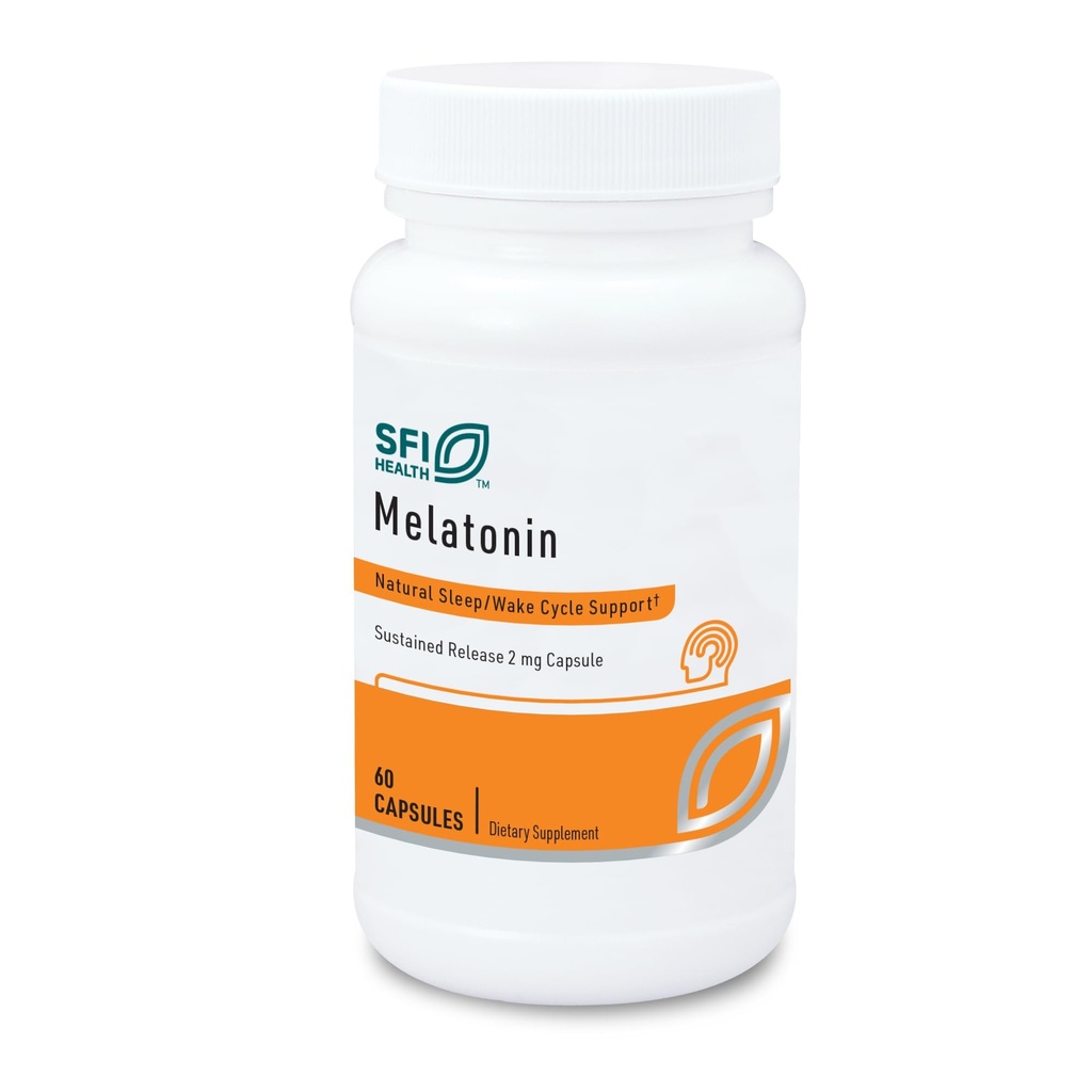 Klaire Labs SFI Health Melatonin- SR - Trwałe uwalnianie czasu Melatonina 2 mg kapsułki - Wsparcie snu dla mężczyzn i kobiet (60 kapsułek)