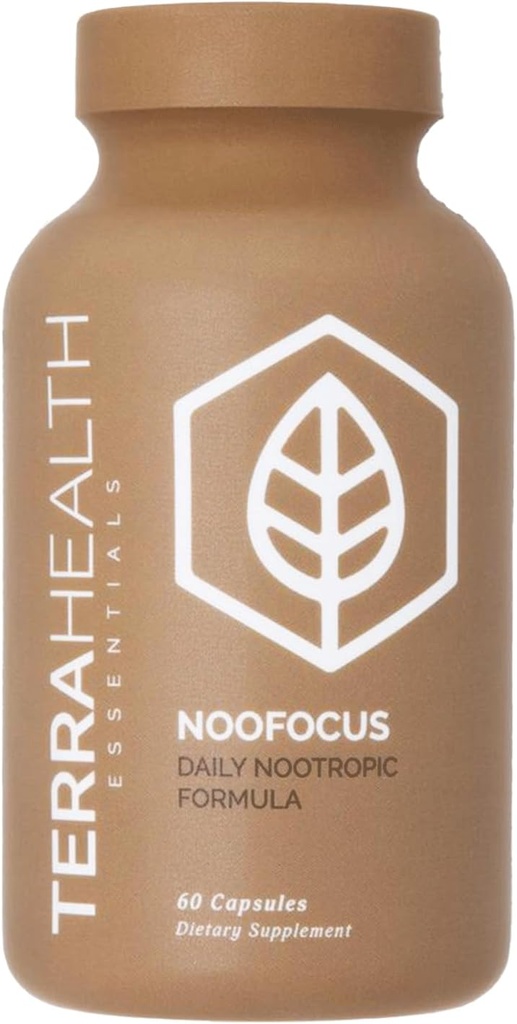 Terra Health Essentials NOOFOCUS - Nootropics Brain Support Supplement with Adaptogenic Mushrooms, Alpha- GPC, Gotu Kola, L- Theanine for Focus & Memory - All Natural, 30 Day Supply