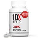 10X Suplementy cynku Zdrowie - Zawiera cynku 30 mg do syntezy DNA i białka, Ogólne Wellness i suplement wsparcia immunologicznego - Wysoko wchłaniane witaminy (60 kapsułek)