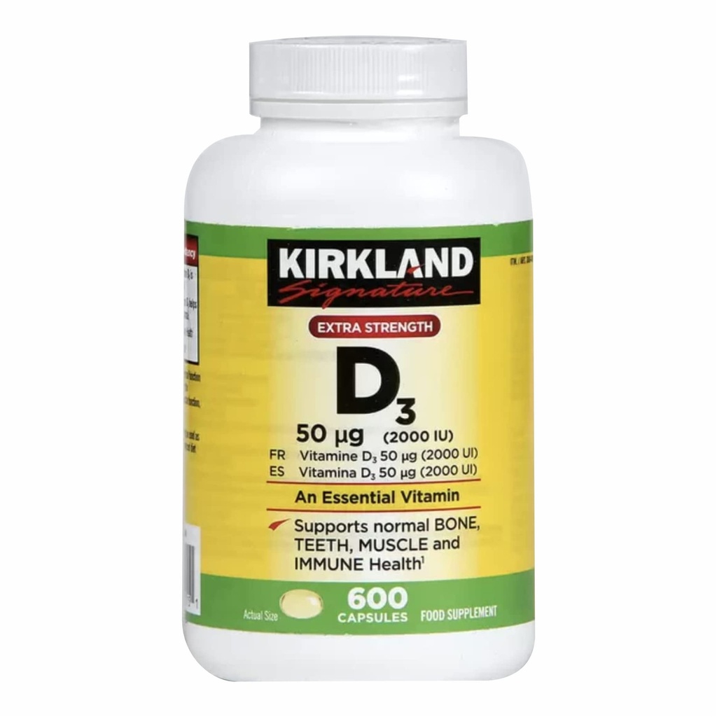 Kirkland Maksymalna moc Witamina D3 600 Softgels (Opakowanie po 2)