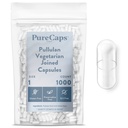 PureCaps USA - Pusty Weganin Wegan Pullulan Pill Kapsułki Rozmiar 1 124; 1000 Pigułki łączone 124; Clear 124; Non- GMO Certified Distribution 124; SLS, Gluten, Preservative Free