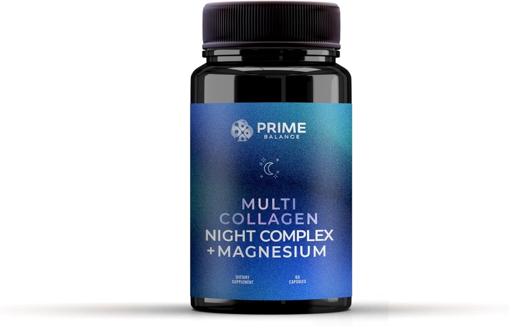 Prime Balance Zhydrolizowany Multi- Kolagen Night Complex - 2- Supply Month - Peptide- Ulepszony dla snu, skóry i wspólnego wsparcia - All- Natural Formula