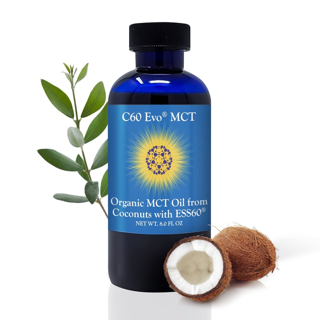 MCT Oil from Coconuts with C60 ESS60, Immune Support, Sleep Aid Rich in Antioksydants, Elastyczność i Joint Support Supplement, Promotes MCT Wellness for Energy Boost, 8 oz