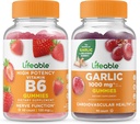 Żywa witamina B6 + czosnek 1000mg, Gummies Bundle - Great Desting, Suplement witaminy, Gluten Free, GMO Free, Chewable