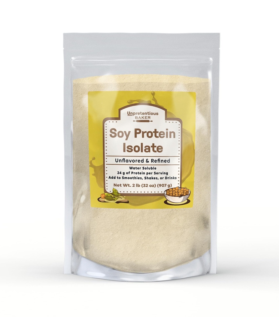 Bezpretensjonalny Baker Soy Protein Isolate (2 lb), Dobre źródło białka i żelaza, Smoothies, Shakes