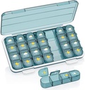 Pill Organizator 4 razy dziennie, Pill Box 4 razy Dzień 7 dzień - Acedada Cotygodniowy lek Box Organizator z osobnym przypadku, Portable Daily Pill Container Dispenser dla witaminy, Oleje rybne, Suplementy, Niebieski