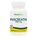 Natury Plus Pancreatin - 1000 mg, 60 tabletek - Naturalny suplement enzymatyczny do stosowania w żołądku - Zawiera amylazę, proteazę i lipazę - bez glutenu - 60 Serings