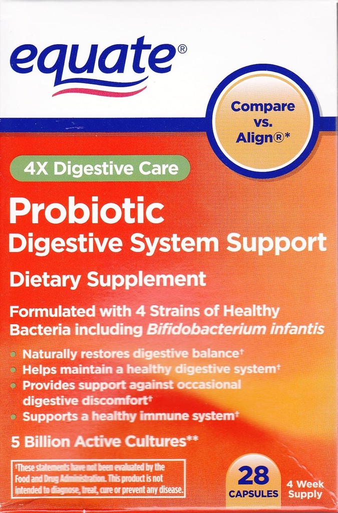 Równowaga - Probiotyczne, Poparcie systemu pokarmowego, 4X Pielęgnacja pokarmowa, 28 Kapsułki (Porównaj vs Align)