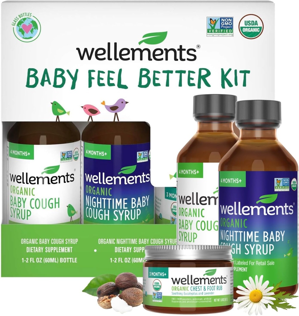Wizyty Organic Baby Feel Better Kit dla 4 miesięcy + 124; Symulacja dzień & noc z Chest & Foot Rub 124; Soothing Comfort * dla dzieci 124; USDA Certified Organic, Non-GMO, delikatny zestaw opieki nad dzieckiem