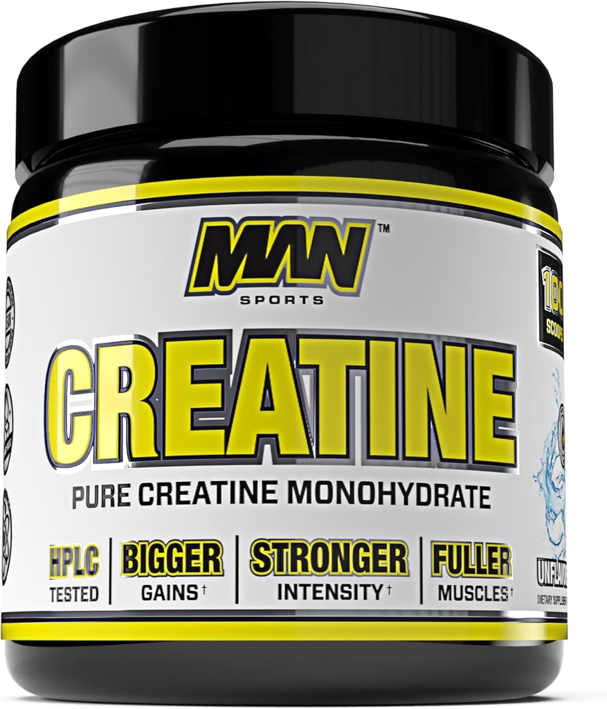 Man Sports 100% Czysty jednowodny proszek kreatury, Neutral, 500 Gram - 100 Służenie
