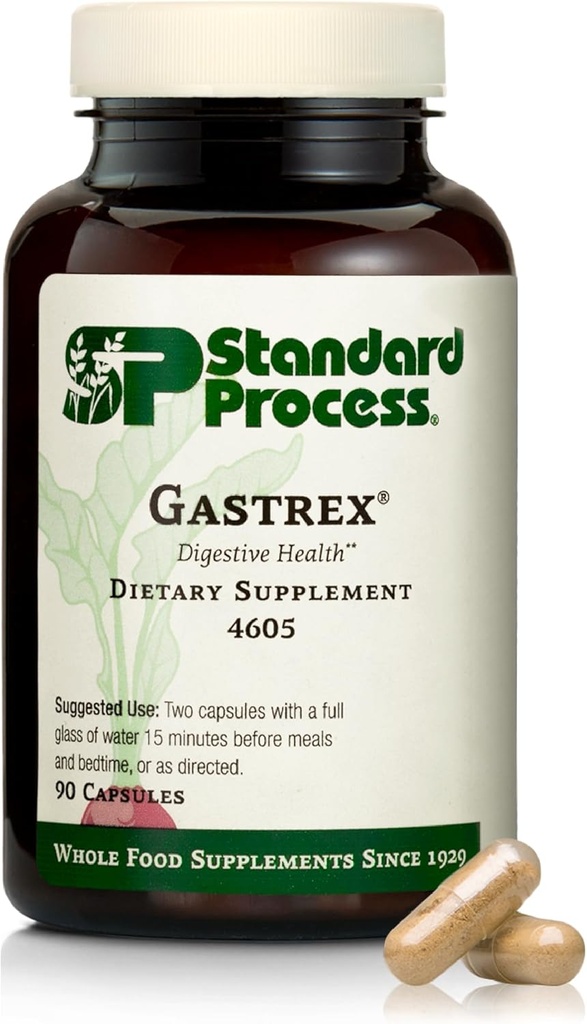 Standard Process Gastrex - Suplement do wsparcia trakcji trakcji spożywczej & GI - Zawiera Niacin - Non-Dairy & Non-Soy - 90 Kapsułki (45 Słupki)