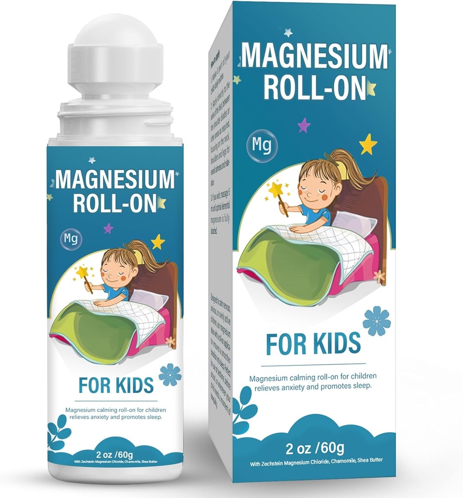 Magnezu Lotion dla dzieci, Magnezu Roll na sen i spokój - Pomoc dzieciom Spokój i sen, Topical krem magnez - Wsparcie zbalansowanego nastroju, Pościel & Noc