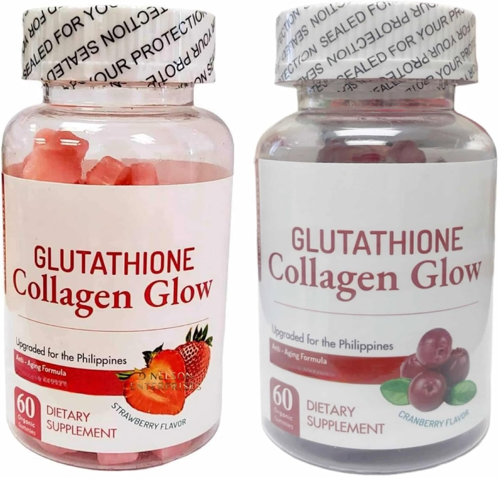 Generic Nature Glow Glutathione Collagen - Truskawki i Żurawiny Flavor Bundle, 60 Gumiaki do żucia Każdy
