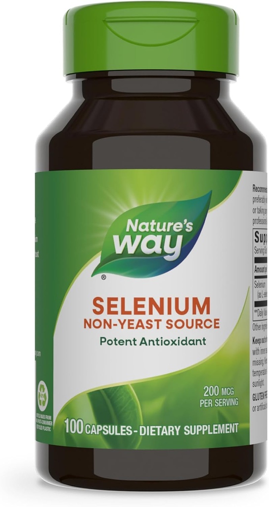 Nature 's Way Selenium, Non-Yeast Source, Pothent Antioksydant, 100 Kapsułki (Packaging May Vary)