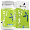 NutriZing K2 Suplement witaminy MK- 7 - Wysoka wytrzymałość 600mcg - Wspiera zdrowie kości i stawów - 90 Kapsułek wegańskich - Witamina K2 dla mężczyzn i kobiet - 3 Miesiące Dostawy