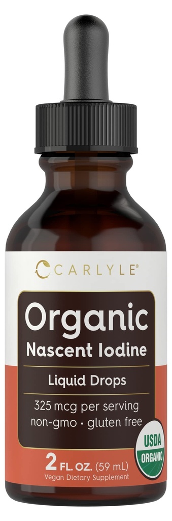 Carlyle Organic Nascent Jod Liquid Drops 124; 2 fl oz Nex124; Vegan Supplement Equipment 124; Non-GMO, Gluten Free
