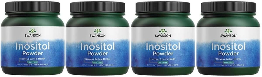 Swanson 100% Czysty Inozytol Proszek - Naturalne uzupełnienie Promowanie Focus & Relaxation - Nerve & Cellular Support- (8oz) 4 Pack
