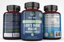 Lion Mane Mushroom Supples Kapsułki z Niacin 124; Mushroom Complex Kapsułki, z indyka Grzyby, Chaga Mushroom i Reishi Mushroom Extract, Mushroom Supplement Kapsułki