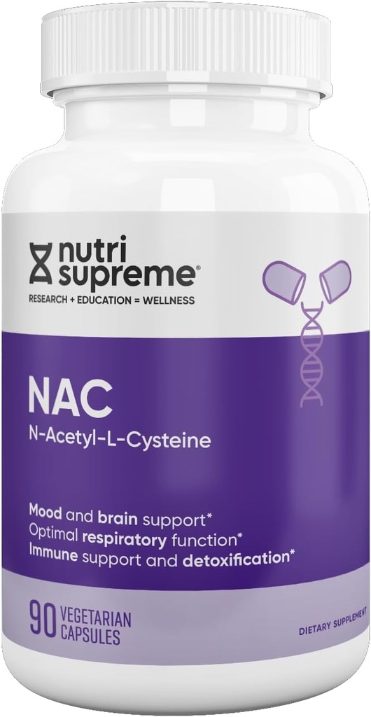 Nutrix - Supreme NAC (N- Acetyl- L- Cysteina) 600mg Suplement diety Kapsułki wegetariańskie, Wsparcie dla wątroby, Wsparcie immunologiczne