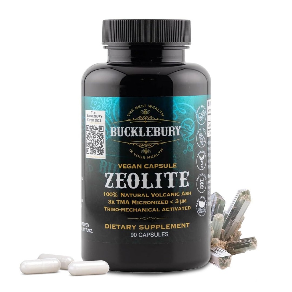 BUCKLEBURY Mikronizowane Zeolity Kapsułki - Detox Mineral Zeolite dla dorosłych - Wspiera system immunologiczny, Metabolizm i zdrowie pokarmowe - Zaawansowana formuła dla mężczyzn i kobiet - 90 Kapsułki wegańskie