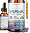 GREENHUS Liver Cleanse Detox & Repair Drops - Suplement do wątroby w / Mleko Thistle Silymarin, Artichock & Dandelion do Detox wątroby & Wsparcie - 16x Pothent Herb- Nutrigents - 2Fl Oz Blueberry Flavor