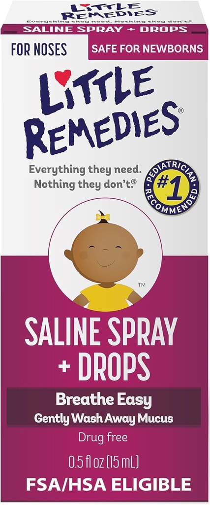 Małe Remedies Saline spray and Drops, Safe for Newborns, 0.5 fl oz