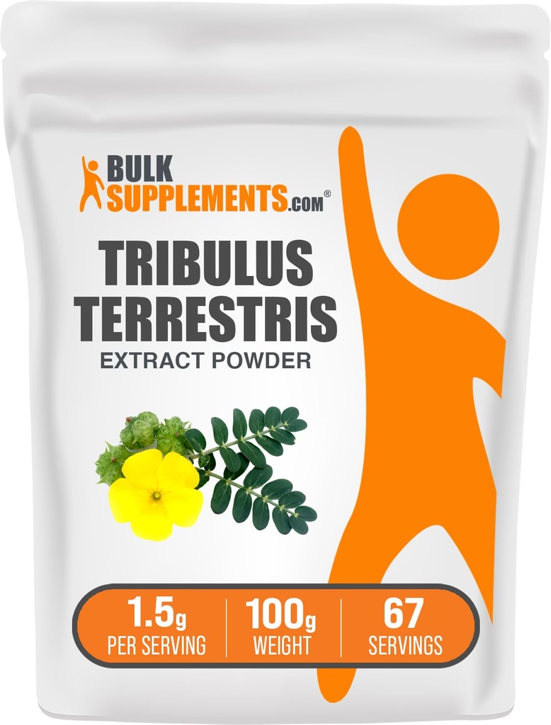 BulkSupplements.com Tribulus Terrestris Extract Powder - Tribulus Terrestris Supplements, Herbal Supplement - Gluten Free, 1,5g per Serving, 100g (3,5 oz) (Opakowanie po 1)