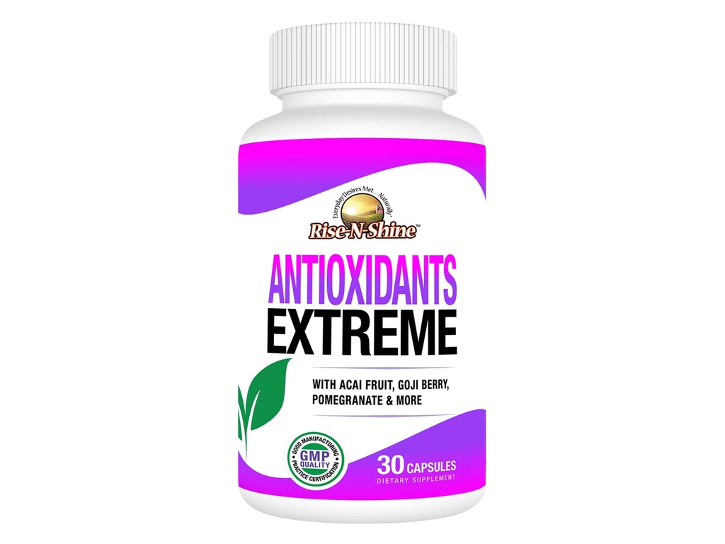 Rise- N- Shine Antyoksydanty Extreme Supplement z Acai, Goji Berries, Noni, Mangosteen, Granat, Resveratrol, Elderberry i więcej 30 Count