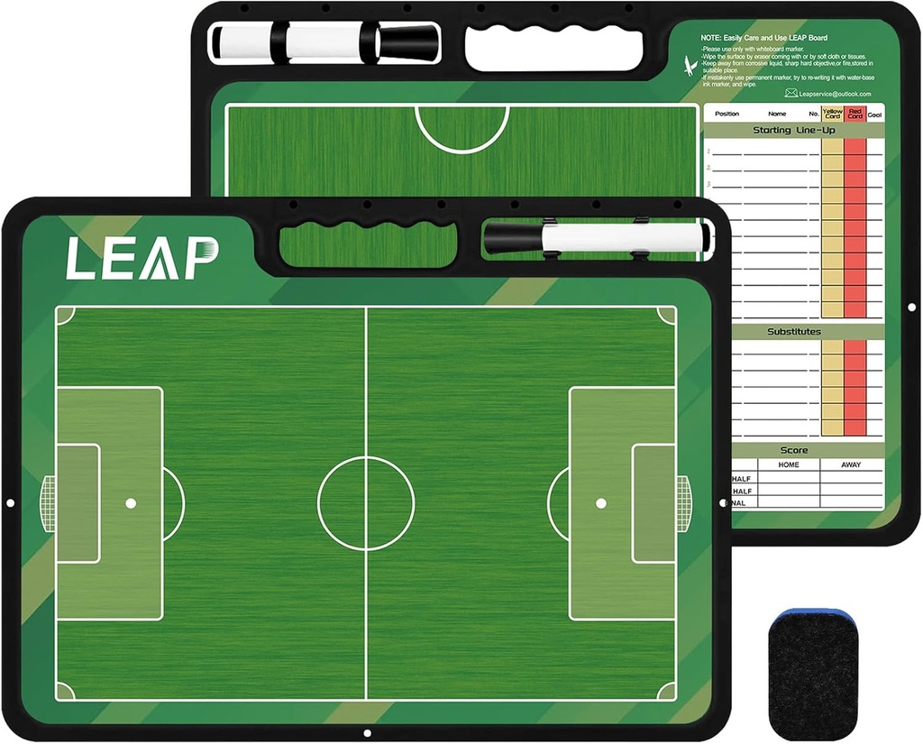 Leap Coach Board Premium Tactical Clipboard Dwa boczne z pełnym i pół kortu suchym Marker Deska do koszykówki, Baseball, Piłka nożna, Piłka nożna, Hokej