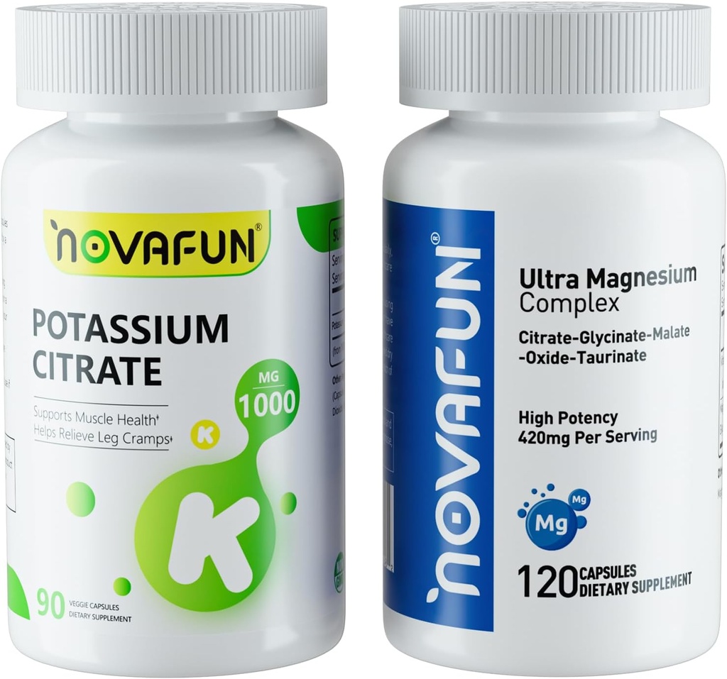 Cytrynian potasu 1000mg & Magnezu Kompleks Suplement z 420mg Magnezu, Suplement Pasek na wsparcie serca, Mięśnie, Nerve, Bone Health