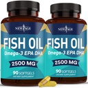 Nowy wiek Omega 3 Olej rybny 2500mg Suplement Nie GMO - EPA, DHA Kwasy tłuszczowe Gluten Free (180 Softgels (Pack of 2))